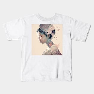 A Fractal Portrait of an Asian Woman Kids T-Shirt